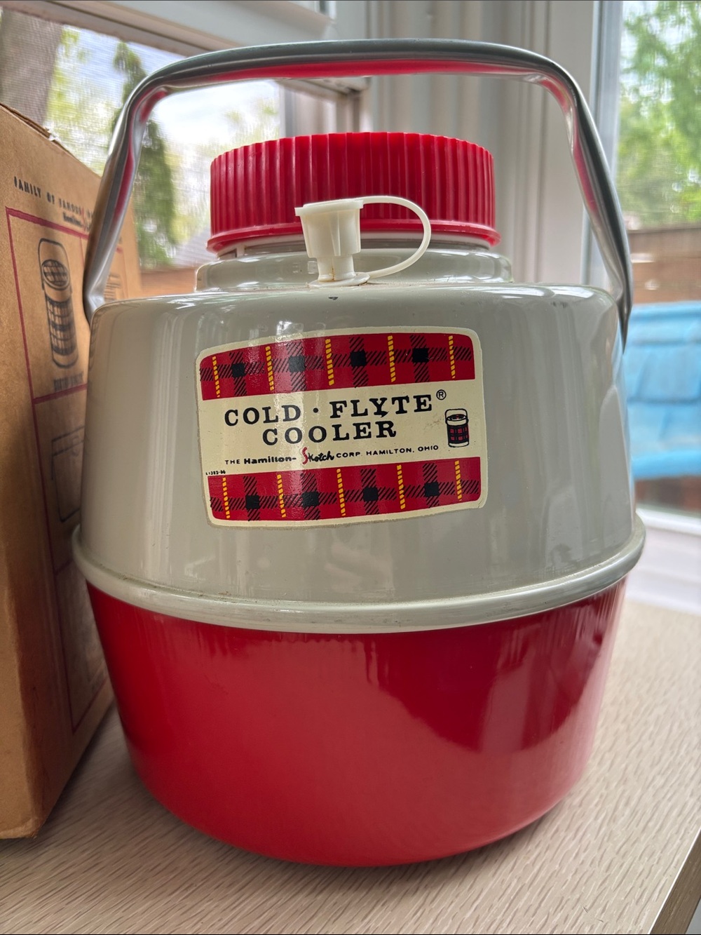 Vintage Hamilton Beach Red & Cream Cold-Flyte Cooler Jug